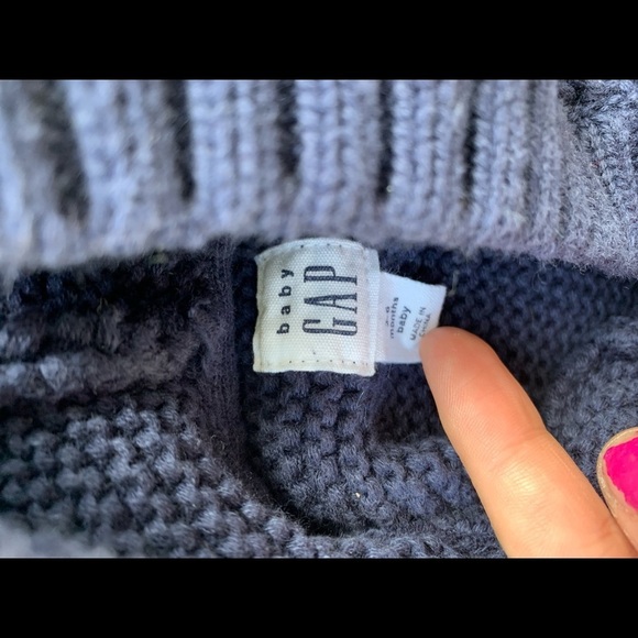 Gap Knit Teddy Bear Button Up Cotton Navy Jacket sz 3-6 months - Picture 4 of 6
